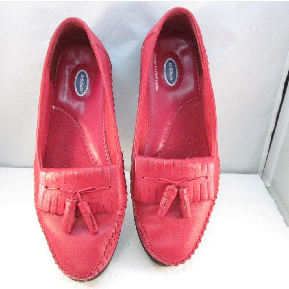 Womens Dr Scholls Red Loafer Moccasin Shoes Double Air-Pillo Insoles Size 7M